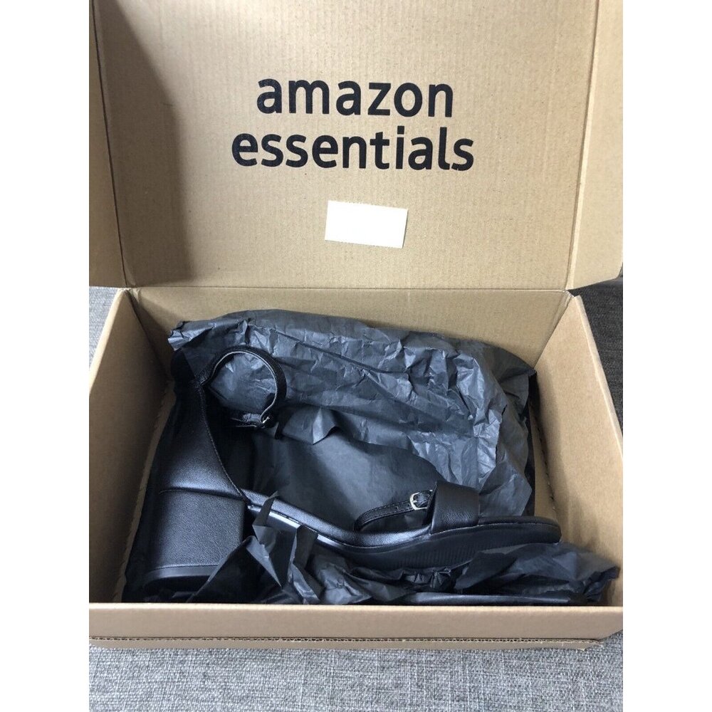 Womens Essentials Shoes Size 8.5 Black Heels Dress Sandals Open Toe Summer - Picture 7 of 8